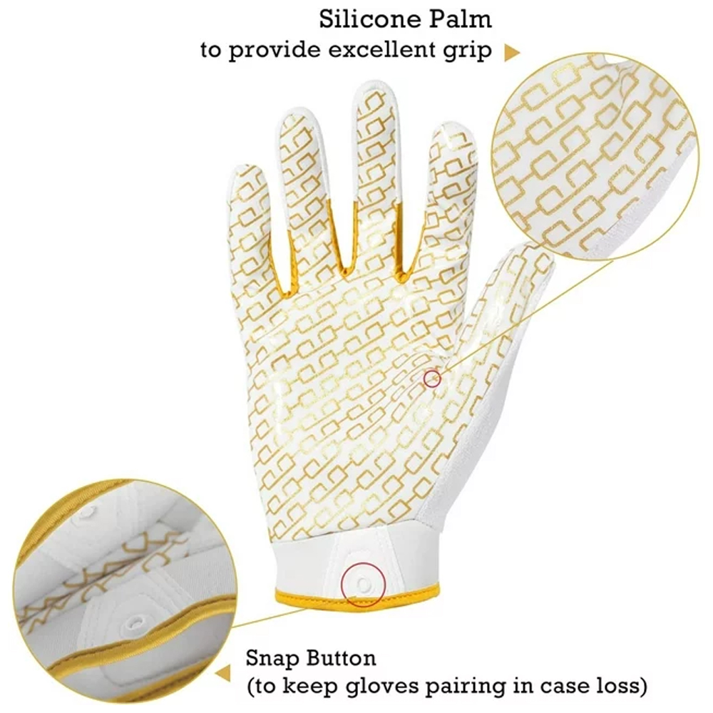 White and Gold Stretch Fit American Gloves