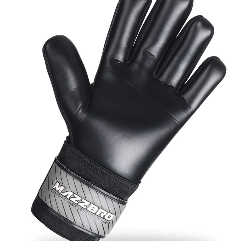 MAZZBRO Football Goalkeeper Gloves BLACK AND GREY Boys Kids Children Youth Adult Soccer Goalie Protection Goalkeeping Gloves Finger Support Wrist Junior Anti Slip Palm NEGATIVE CUT